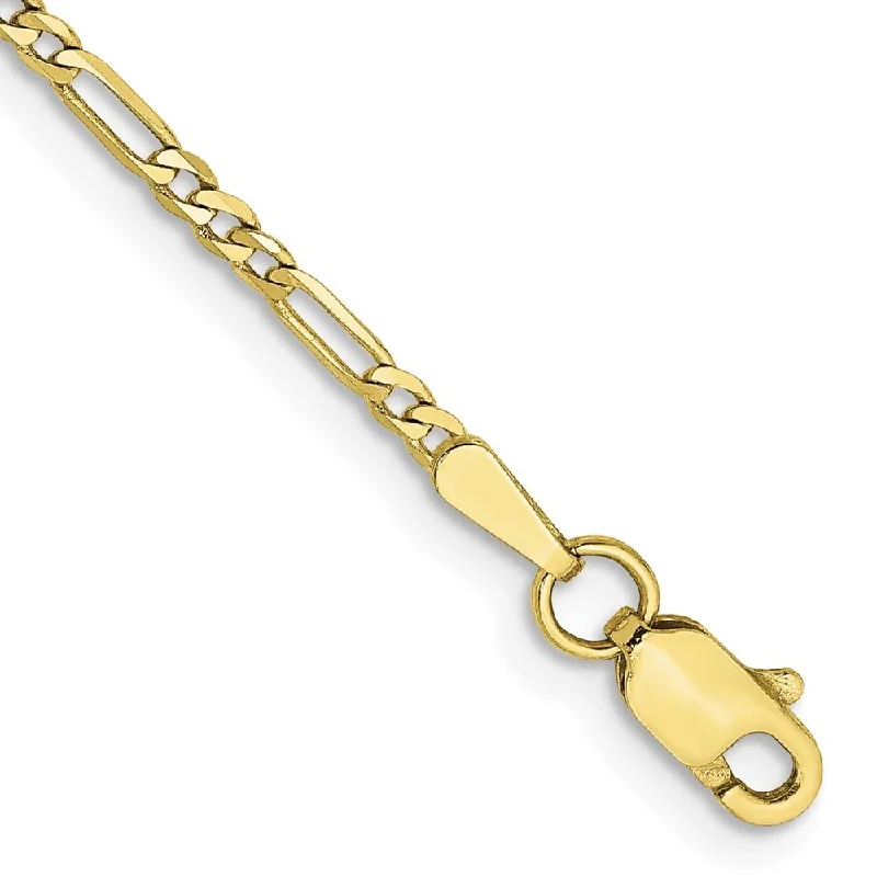 Latched bracelet-10k Yellow Gold 1.75mm Flat Figaro Chain Bracelet, 7"