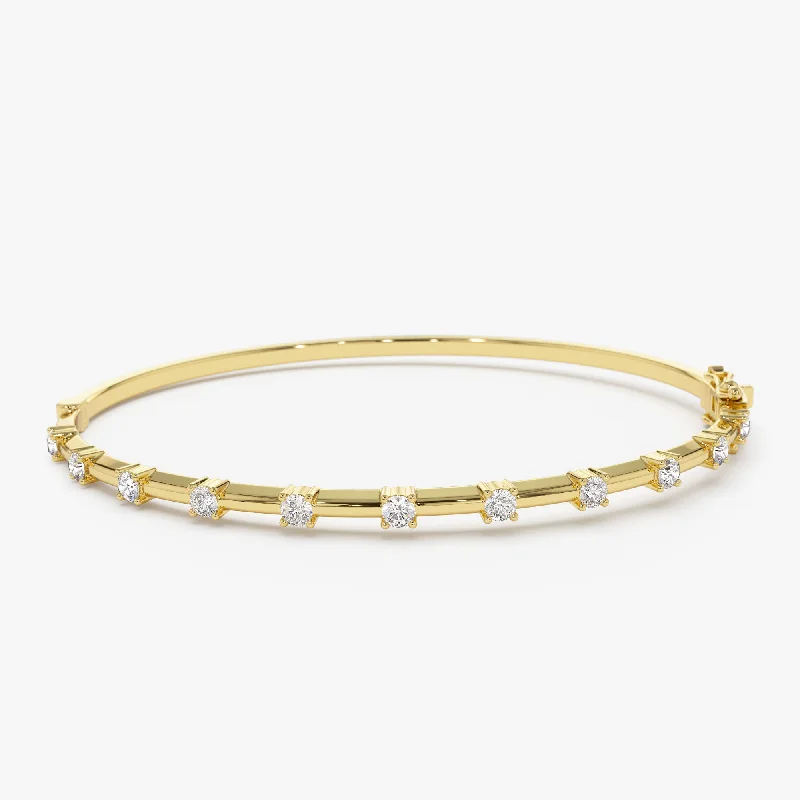 Bold gold bracelet-14k 0.50 ctw Diamond Bar Bangle Bracelet