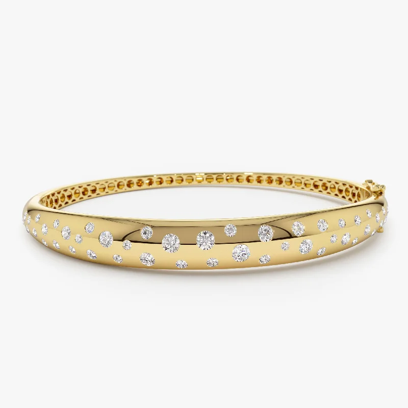 Shimmering silver bracelet-14k 1.20ctw Dome Floating Diamond Bangle Bracelet