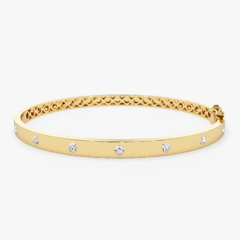 Tall bar bracelet-14K 4mm Diamond Bangle Bracelet