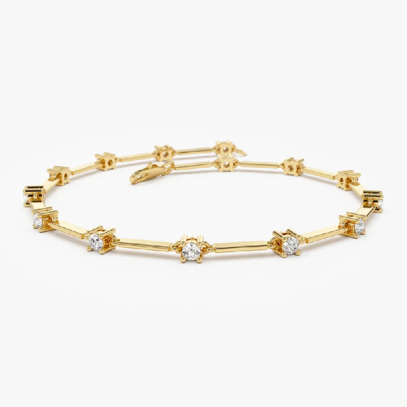 Mottled stone bracelet-14k Bar and Diamond Infinity Bracelet 0.85 ctw