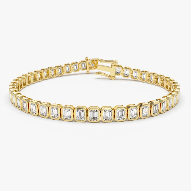 Nested gem bracelet-14k Bezel Setting 5.75 ctw Emerald Cut Diamond Tennis Bracelet