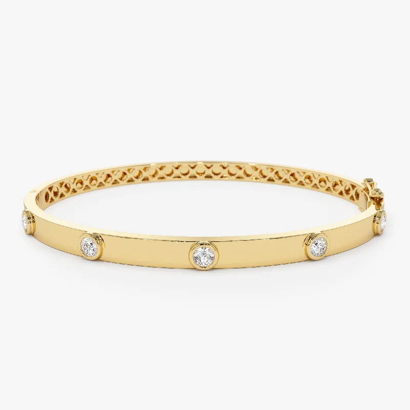 Flat cabochon bracelet-14K Gold 0.50Ct Round Diamond Bangle Bracelet