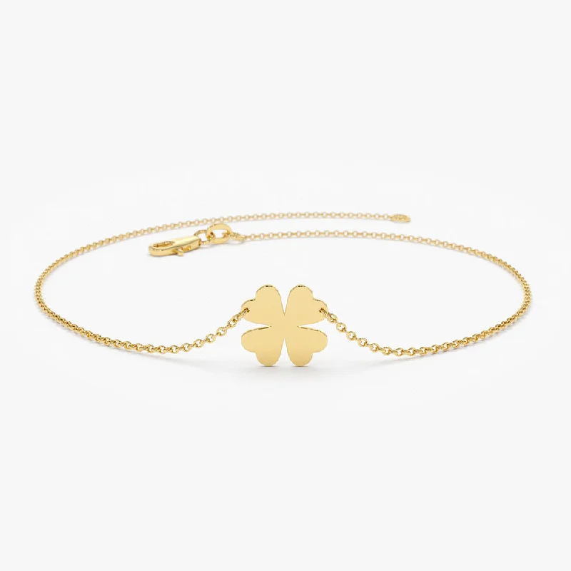 Glazed gem bracelet-14K Gold Four Leaf Clover Charm Bracelet