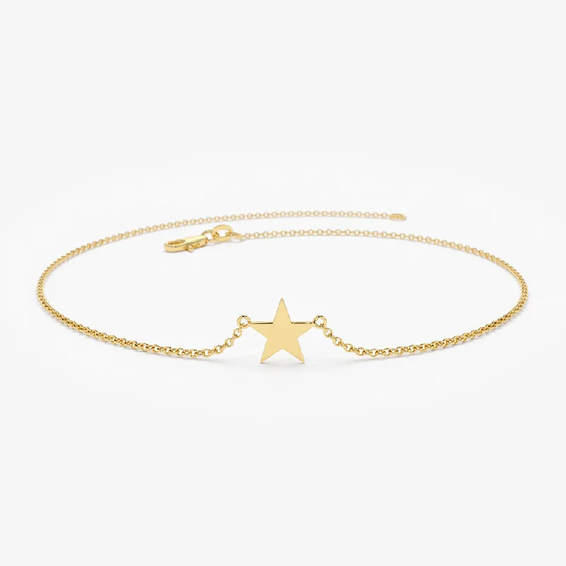 Lustrous gold bracelet-14K Gold Lucky Star Charm Bracelet