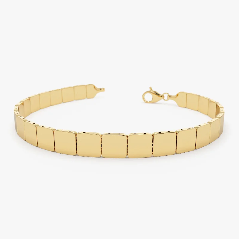 Classic topaz bracelet-14k Gold Square Link Stacking Bracelet