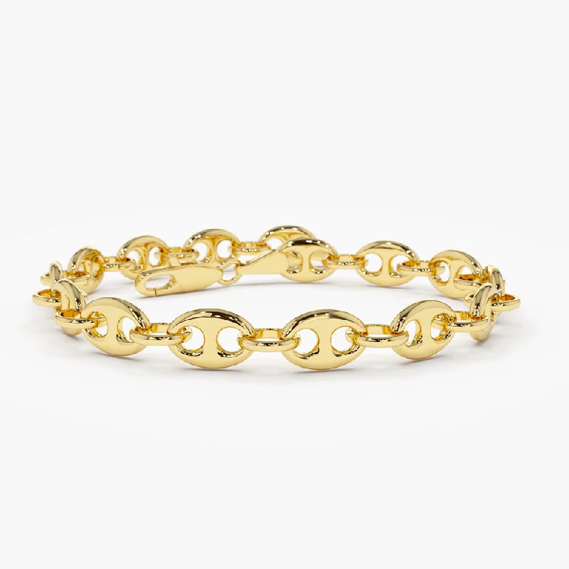 Infinite weave bracelet-14k Gold Thick Puffed Mariner Bracelet