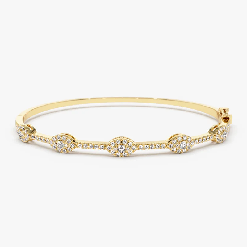 Flush bracelet-14k Marquise Shape Round Diamond Bangle Bracelet