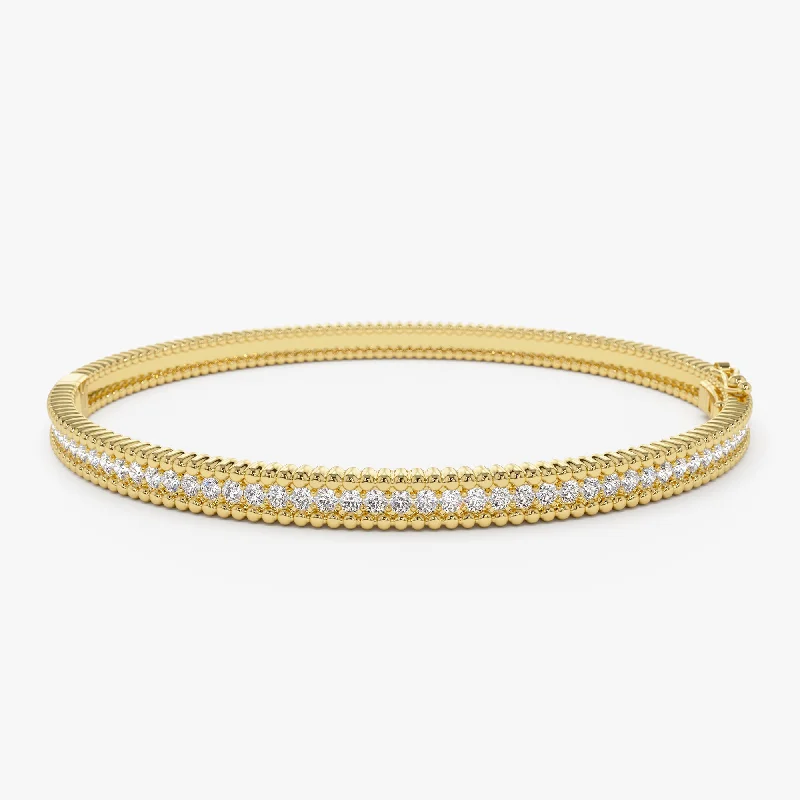 Embossed gem bracelet-14k Milgrain Diamond Bangle Bracelet