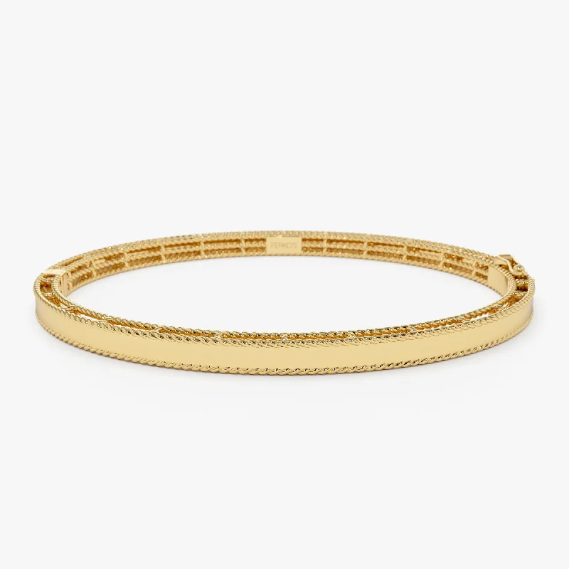 Classic jasper bracelet-14K Milgrain Edge Gold Bangle Bracelet