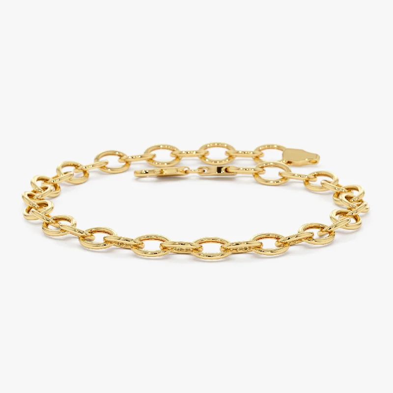 Diverse stone bracelet-14k Oval Link Cable Chain Bracelet