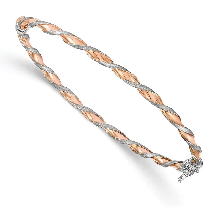 Sun-cut bracelet-14k Two-tone 3mm White Gold w/Rose-tone Twisted Bangle Bracelet