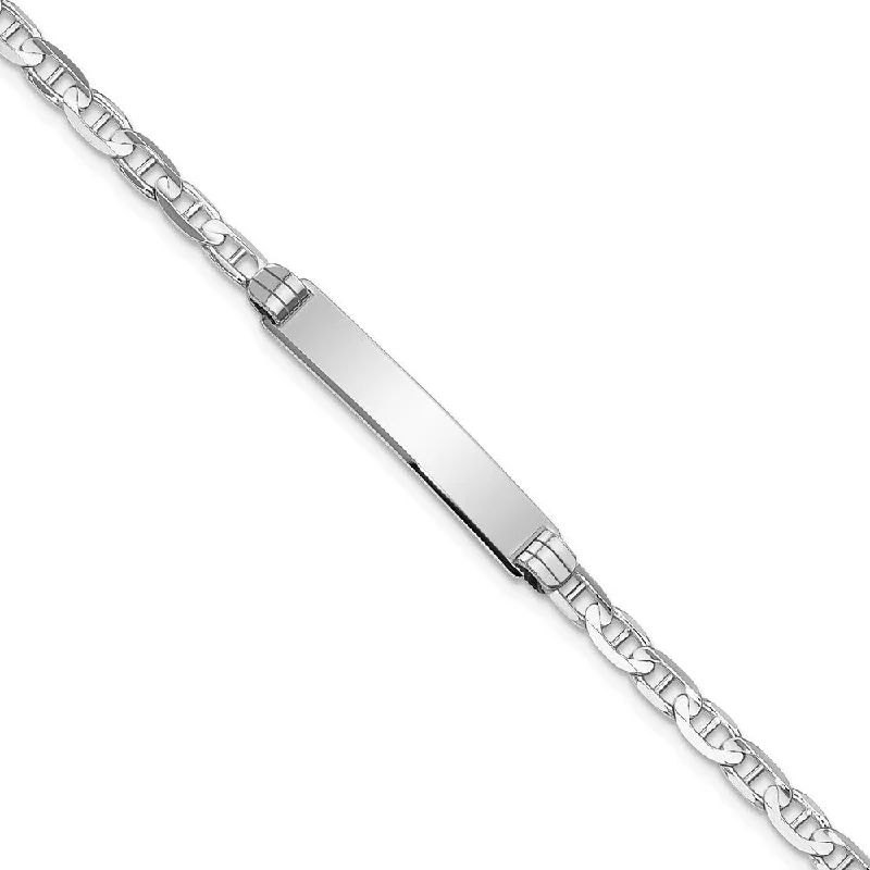 Deep hematite bracelet-14k White Gold 4.8mm Anchor Link ID Bracelet, 7"