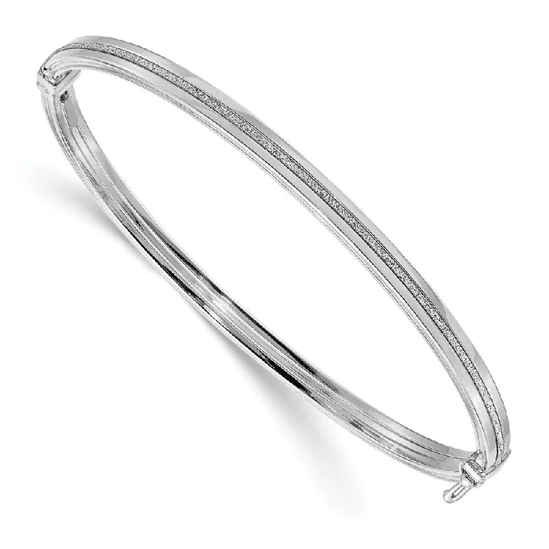 Clasped stone bracelet-14k White Gold 5.17mm Glimmer Infused Hinged Bangle Bracelet