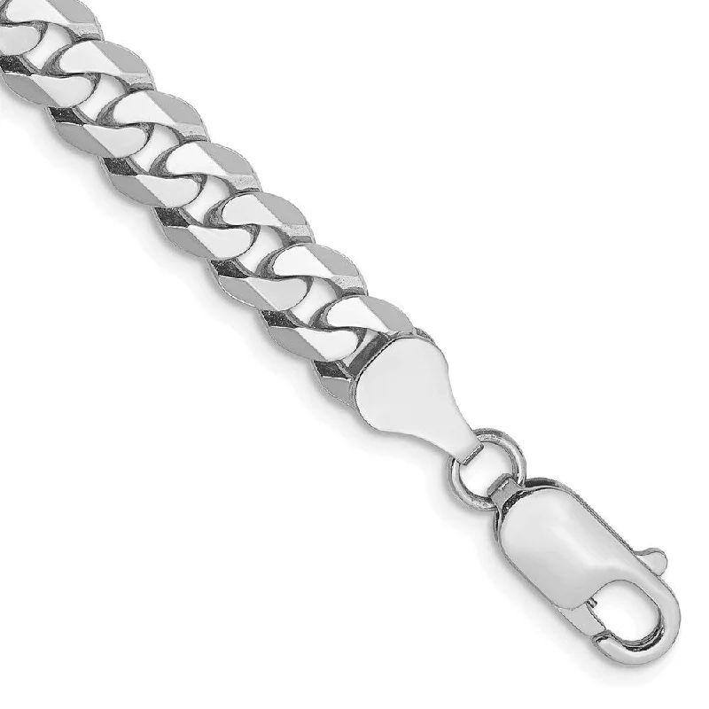 Rough-cut sapphire bracelet-14k White Gold 6.25mm Flat Beveled Curb Chain Bracelet, 7"