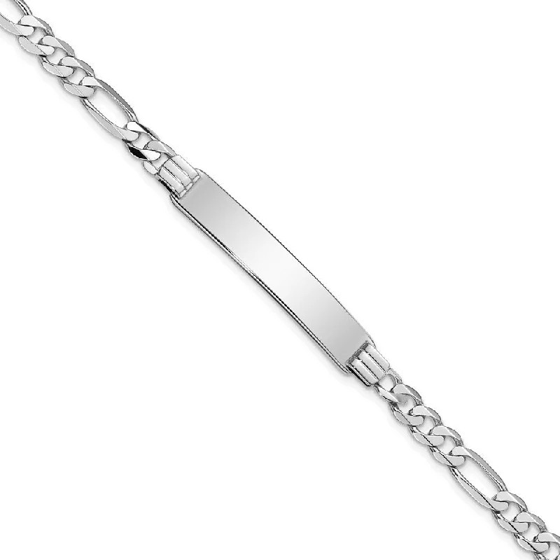 Rustic carved bracelet-14k White Gold 7mm Figaro Link ID Bracelet, 7"