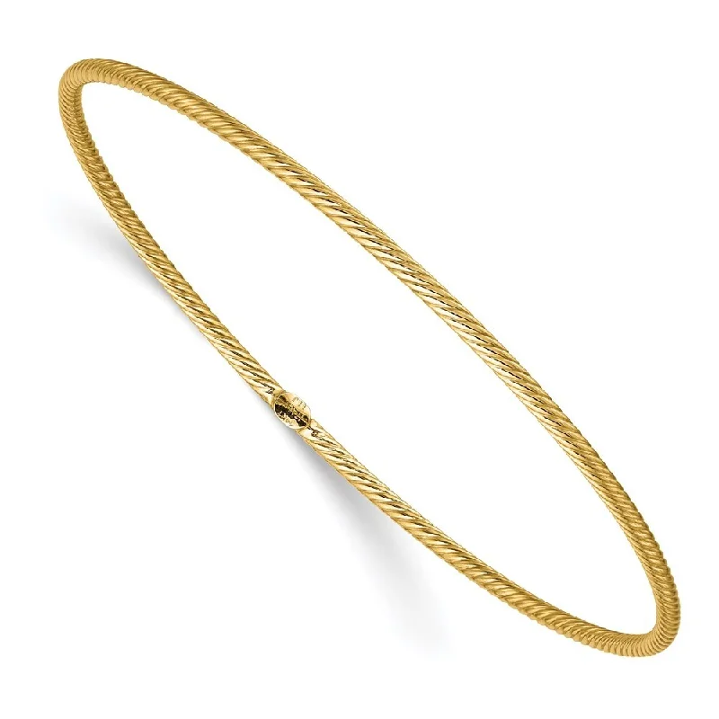 Blocked band bracelet-14k Yellow Gold 0.28mm Textured Slip-on Bangle Bracelet, 8"