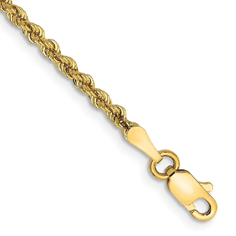 Pearlized platinum bracelet-14k Yellow Gold 2.25mm Regular Rope Chain Bracelet, 7"