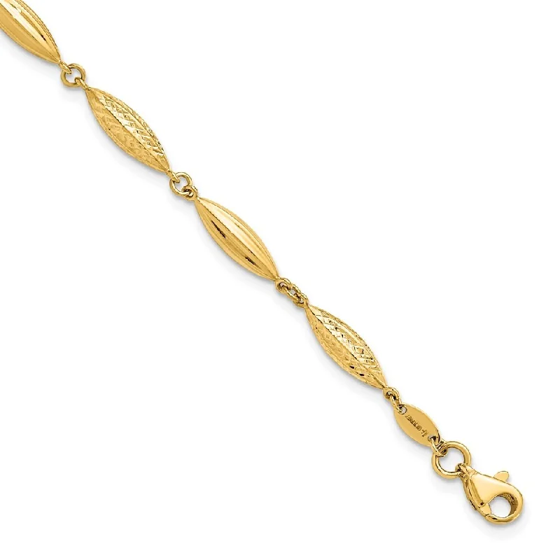 Craggy stone bracelet-14k Yellow Gold 3.88mm Polished Diamond-Cut Fancy Link Bracelet, 7.75"