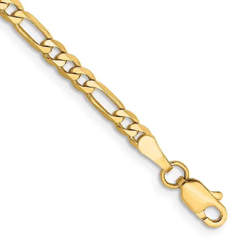 Faded finish bracelet-14k Yellow Gold 3mm Flat Figaro Chain Bracelet, 7"