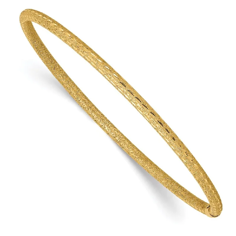 Radiant sun bracelet-14k Yellow Gold 3mm Satin Finish Diamon-cut Tube Slip-on Bangle Bracelet, 8"