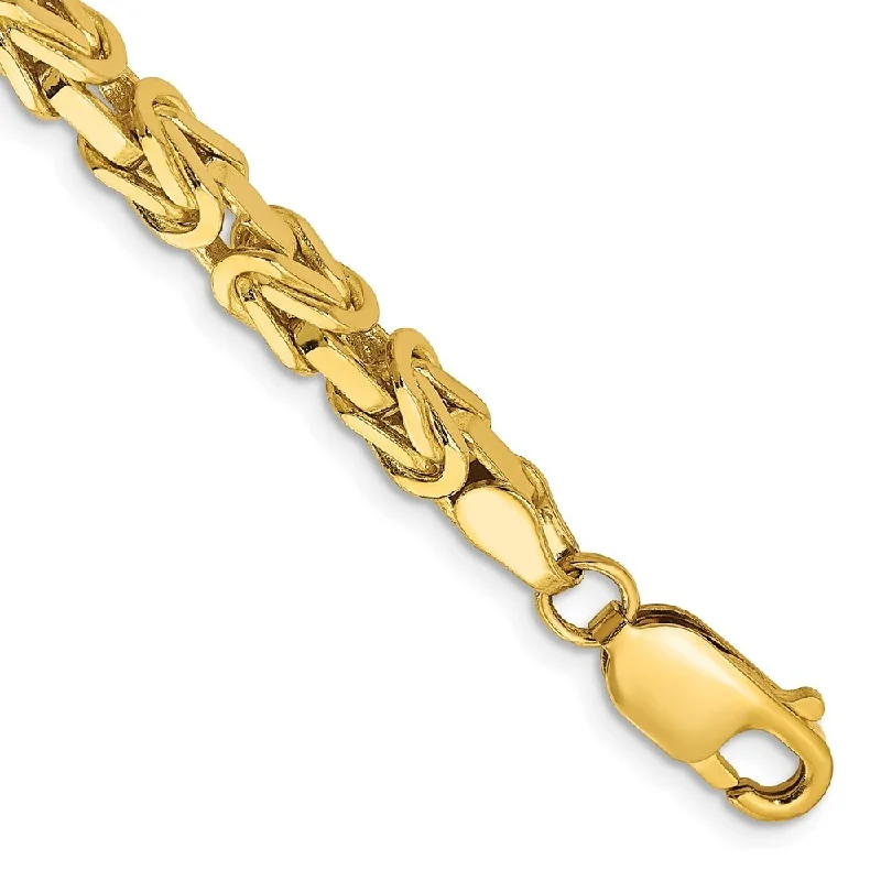 Stamped initial bracelet-14k Yellow Gold 4mm Byzantine Chain Bracelet, 7"