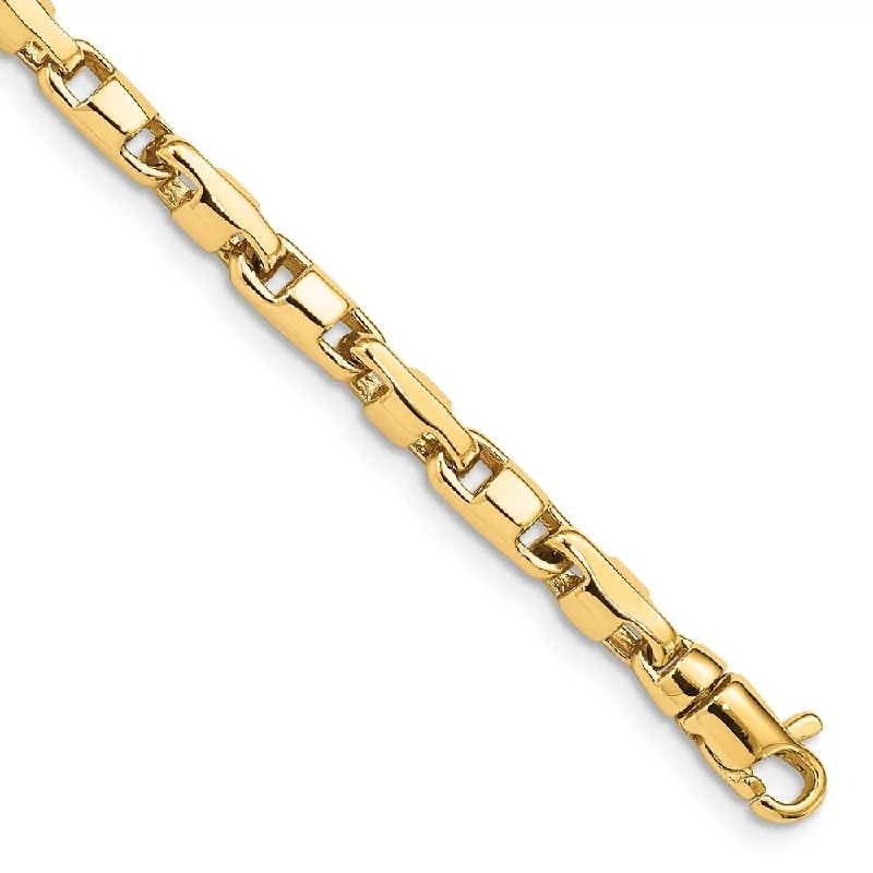 Pearlized stone bracelet-14k Yellow Gold 4mm Hand-polished Fancy Link Bracelet, 7"