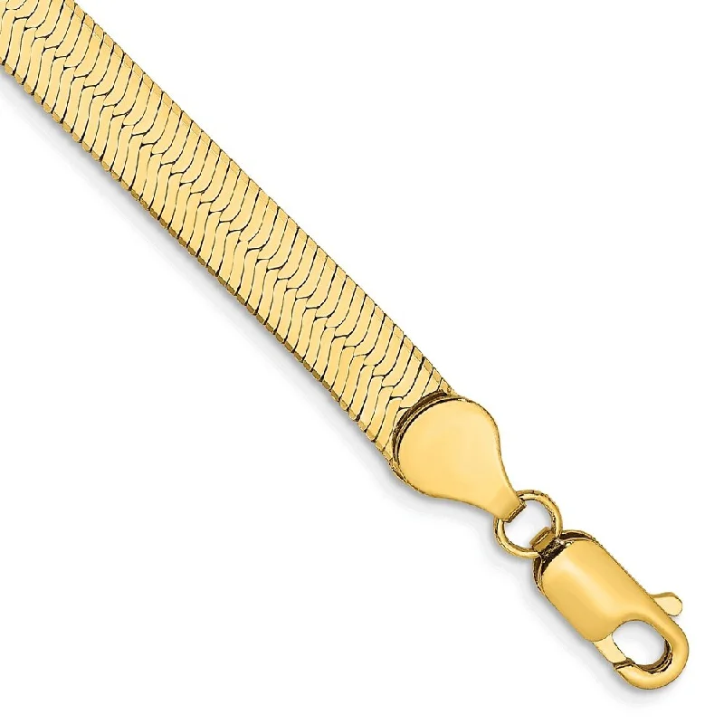 Rough-cut sapphire bracelet-14k Yellow Gold 5.5mm Silky Herringbone Chain Bracelet, 7"