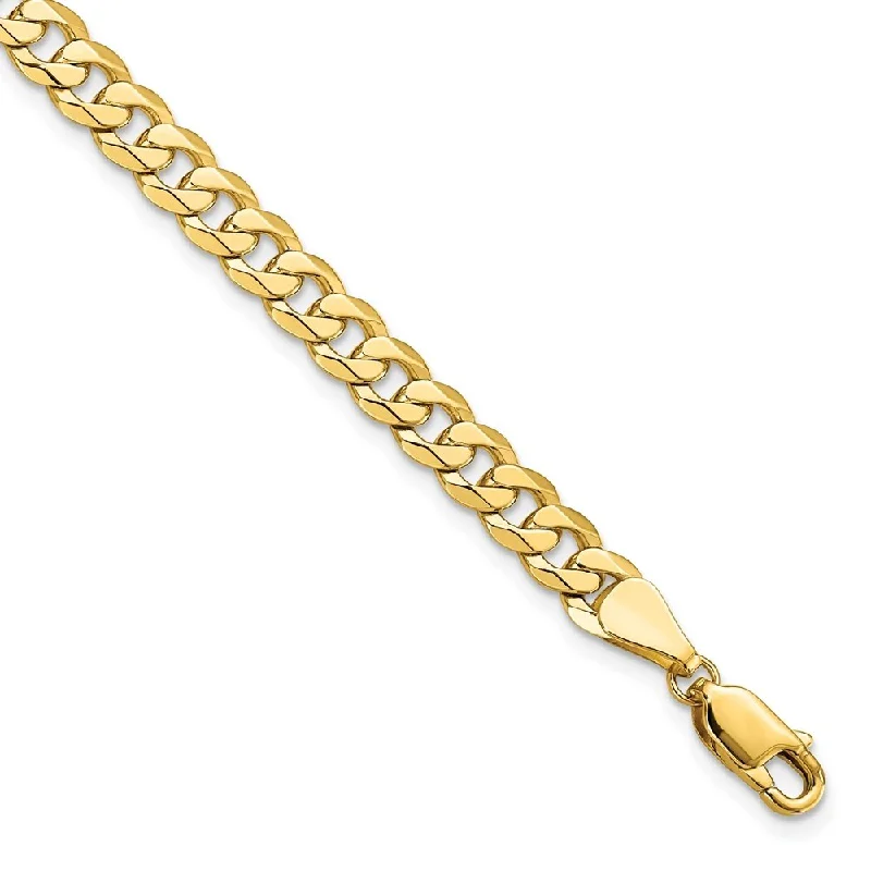 Glossy hematite bracelet-14k Yellow Gold 5.75mm Flat Beveled Curb Chain Bracelet, 8"