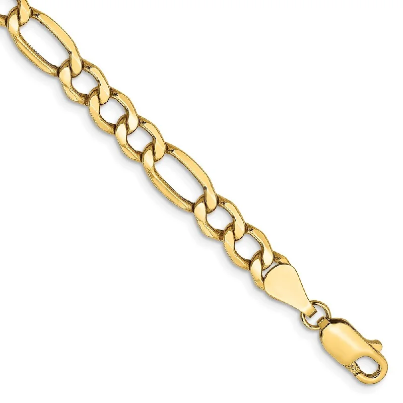 Vintage ruby bracelet-14k Yellow Gold 5.75mm Semi-Solid Figaro Chain Bracelet, 9"