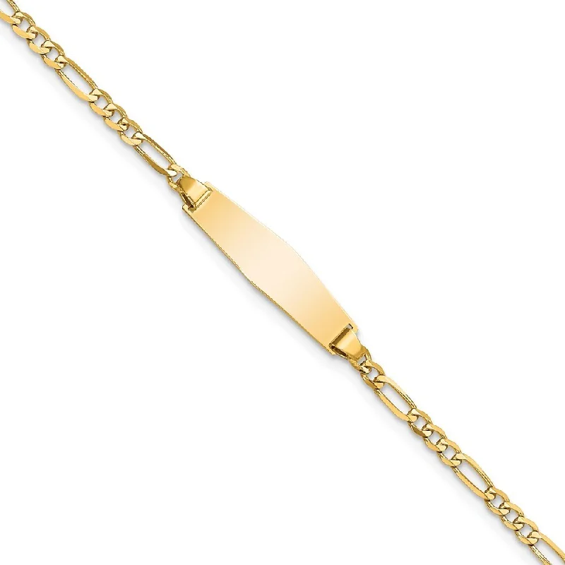 Frilled edge bracelet-14k Yellow Gold 5mm Baby Soft Diamond Shape Figaro ID Bracelet, 6"