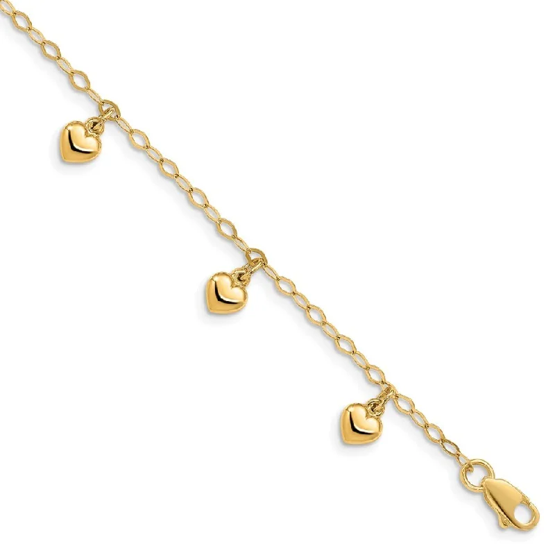 Cut-out bracelet-14k Yellow Gold 6mm Child's Puffed Heart Charm Bracelet, 6"