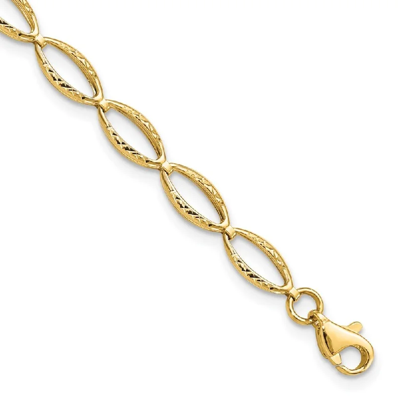 Shining link bracelet-14k Yellow Gold 6mm Diamond-Cut Bracelet, 7"