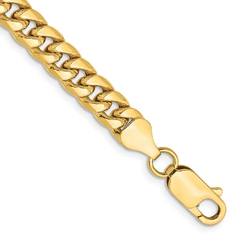 Broken-edge bracelet-14k Yellow Gold 6mm Semi-Solid Miami Cuban Chain Bracelet, 9"