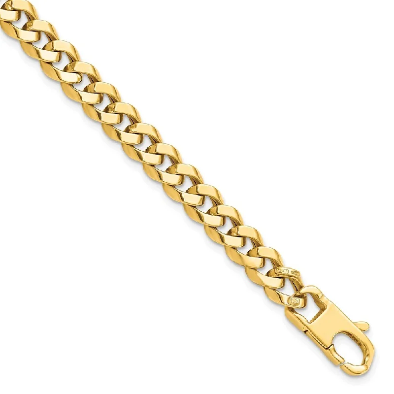 Tight coil bracelet-14k Yellow Gold 7.0mm Beveled Curb Bracelet, 8"