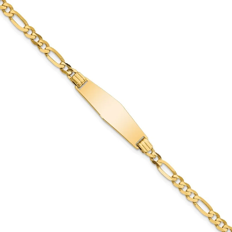 Streamlined bracelet-14k Yellow Gold 7.3mm Soft Diamond Shape Figaro ID Bracelet, 7"