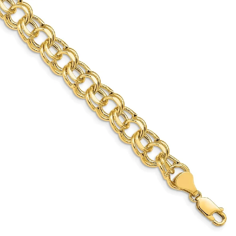 Raised stone bracelet-14k Yellow Gold Lite 8.5mm Double Link Charm Bracelet, 7.25"