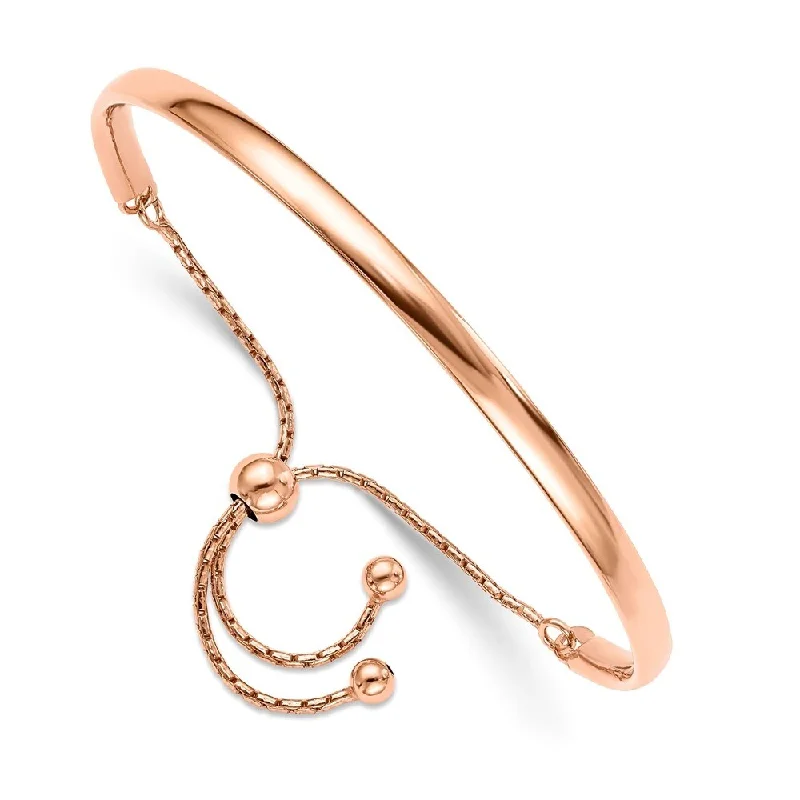 Pointed stone bracelet-925 Sterling Silver 4mm Rose Gold-plated Adjustable Bangle Bracelet