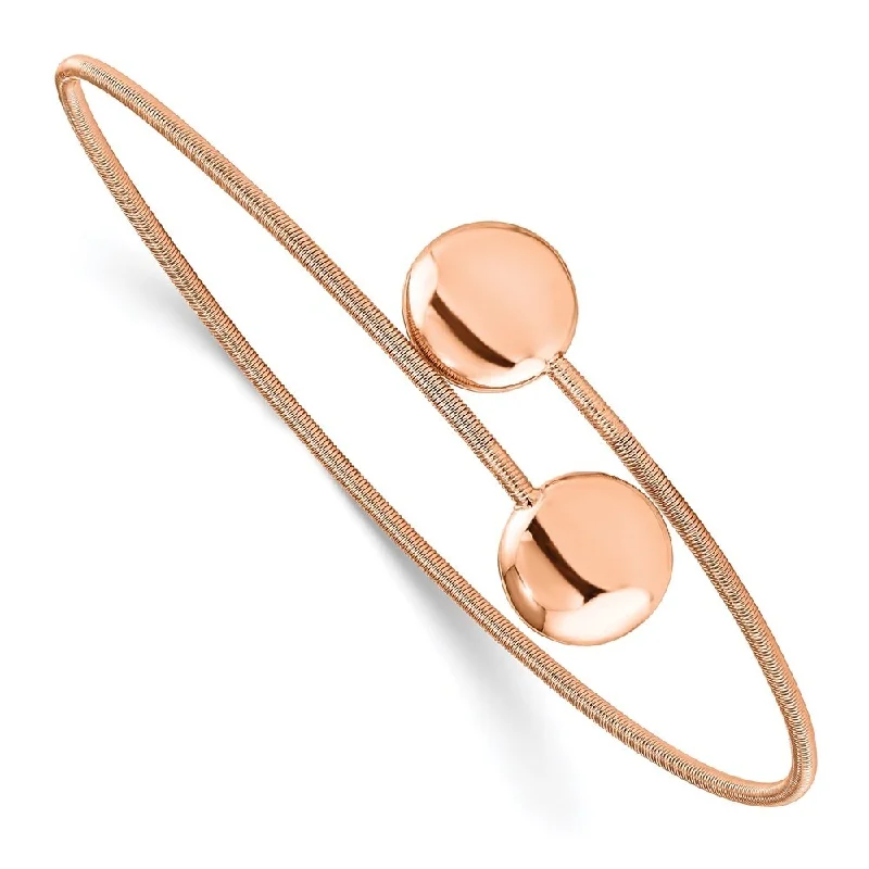 Textured bracelet-925 Sterling Silver Rose-Gold-plated Polished Wire Flexible Bangle Bracelet