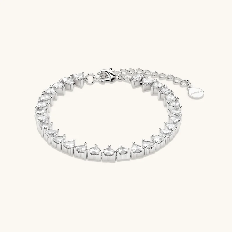 Angled design bracelet-Amore Tennis Bracelet In Silver