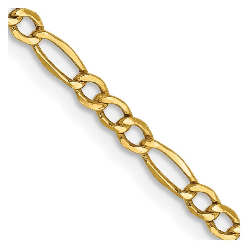 Faint finish bracelet-Curata 10k Yellow Gold 10-inch 2.5mm Polished Figaro Chain Anklet Ankle Bracelet for Women