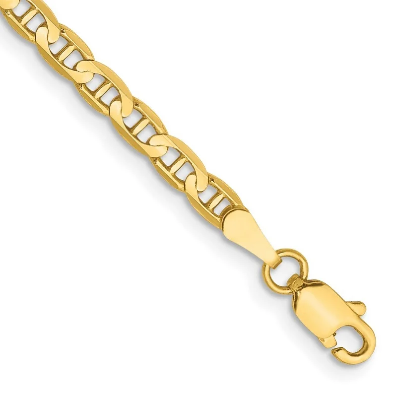 Radiant sun bracelet-Curata 10k Yellow Gold 3mm Concave Mariner Anchor Chain Bracelet