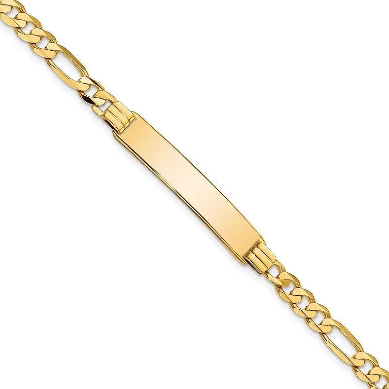 Clean-cut bracelet-Curata 10k Yellow Gold 6.6mm Engravable Figaro Link ID Bracelet