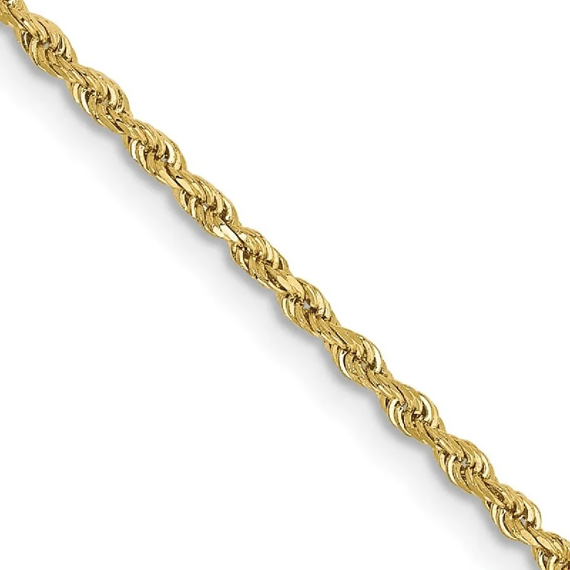 Angled design bracelet-Curata 10k Yellow Gold 7" Solid 1.75mm Sparkle Cut Rope Chain Bracelet