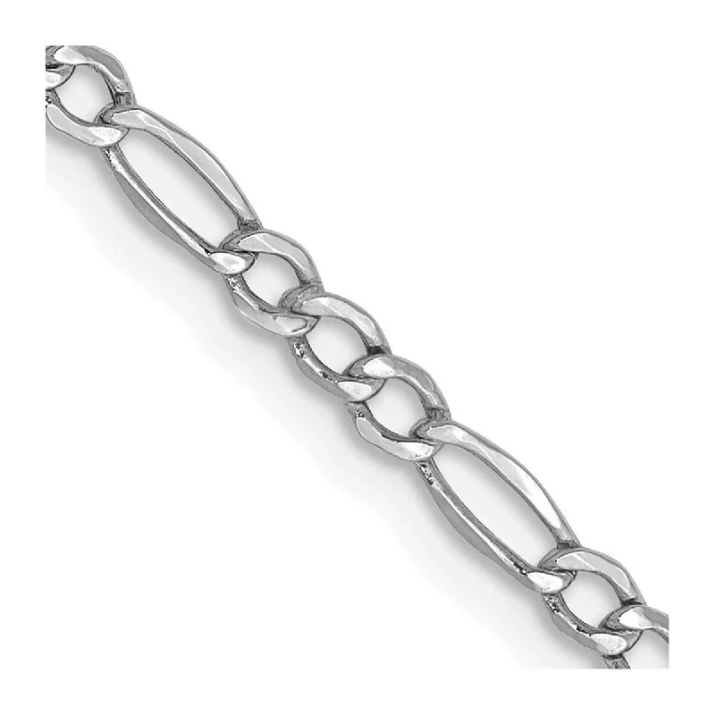 Deep hematite bracelet-Curata 14k 2.5mm White Gold Semi solid Figaro Chain Bracelet