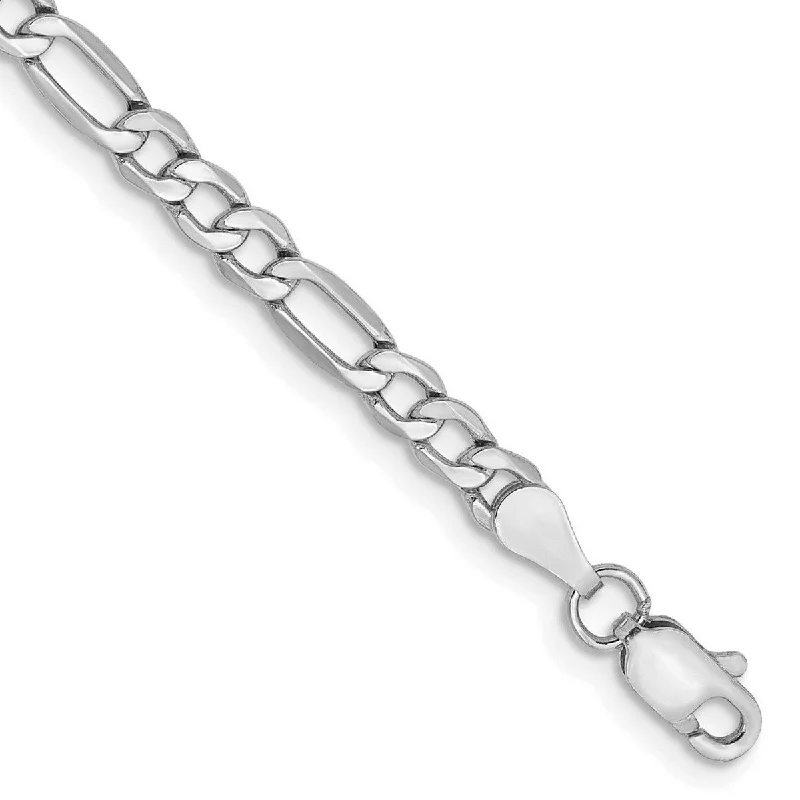 Faint silver bracelet-Curata 14k White Gold 3.5mm Semi-solid Figaro Chain Bracelet - 7 Inch