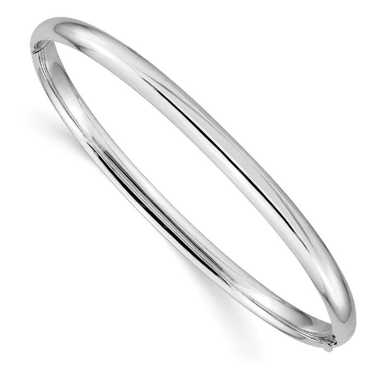 Vivid stone bracelet-Curata 14k White Gold Flat back Safety bar Safety clasp High Polished 4.0mm Hinged Bangle Bracelet