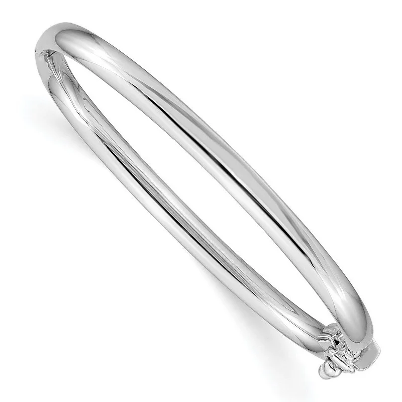 Ridged bracelet-Curata 14k White Gold Hinged Polished Baby Bangle Bracelet