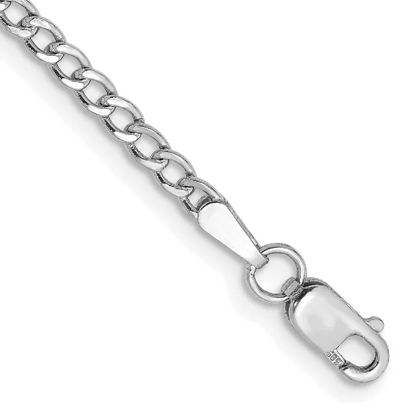 Vine-twist bracelet-Curata 14k White Gold Hollow Polished Lightweight Lobster Claw Closure 2.5mm Semi-solid Curb Link Chain Bracelet - 7 Inch