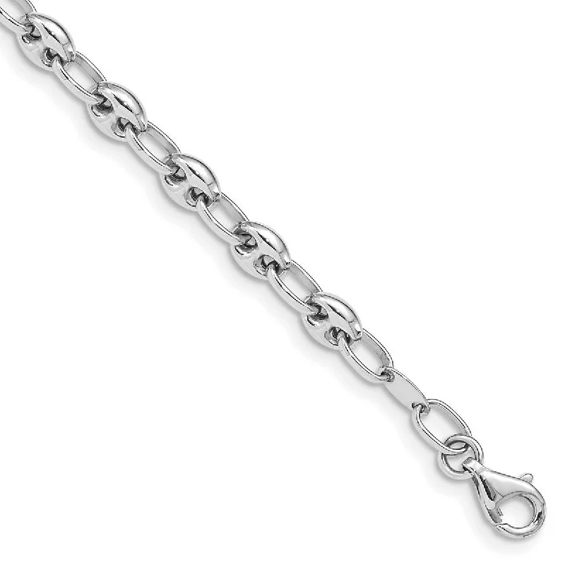 Suspended gem bracelet-Curata 14k White Gold Polished Link Bracelet 7.5 Inch